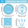 96Pcs Dancing Queen Party Supplies Dancing Queen Paper Plates Napkins Disposable Blue Disco Party Tableware Set 70s Disco 17th Birthday Dinnerware for Party Bachelorette Decoration Serve 24
