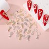BJRSPGLS 40Pcs Heart Dangle Nail Charms Nail Rhinestones and Gems,Silver Gold Nail Jewels Charms Diamonds Stones for Nail Art,Valentines Love Star Dangling Nail Jewelry For Nails Design Variety