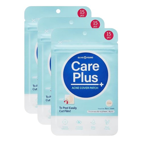 OLIVE YOUNG Care Plus Spot Patch(15 Count * 3 Pack) | Hydrocolloid Acne Spot Patches for Popped or Unpopped Pimples | Waterproof Pore Cleansing Strips for Zits | Strong Adhesion