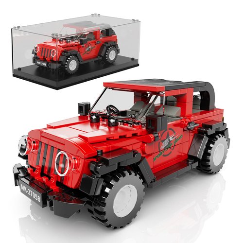 Mould King Speed Champion Pickup Building Toys with Display Case, 27058 Model Car Kits Building Blocks, Race Car Building Kit, Small Truck Car Building Kits for Adults Kids 8+ (414PCS)