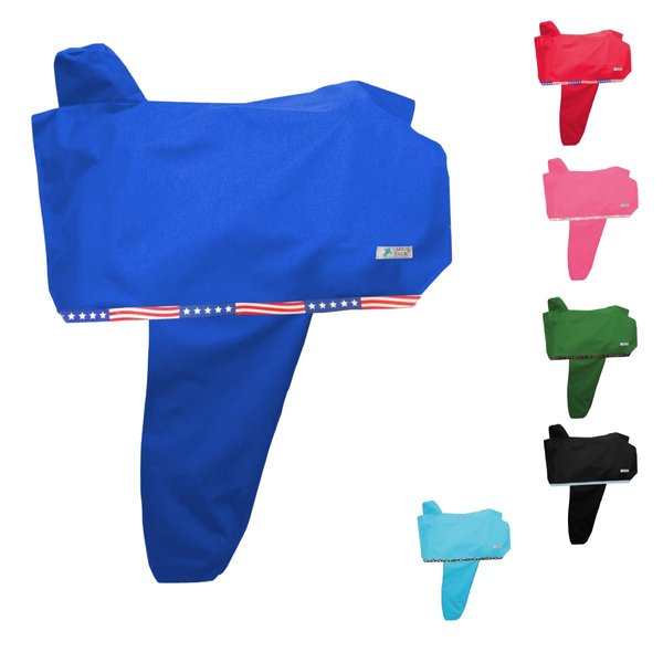Tahoe Premium Nylon Waterproof Western Saddle Cover with 6 Elastic Straps to Hold in Place- Blue