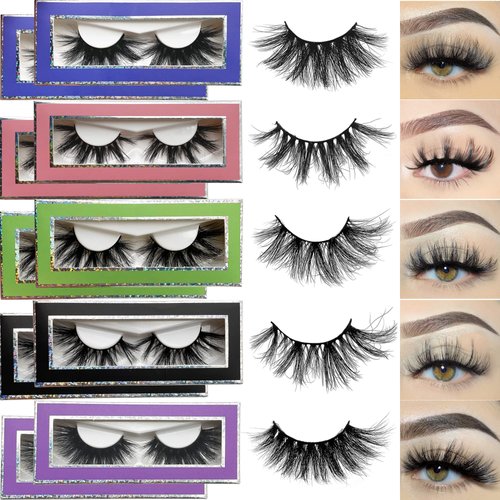 Mink Lashes Bulk Yasnai 10 Pack Eyelashes, Real Mink Lashes 5 Styles Lash, Wispy Long 9D Fluffy EyeLashes Wholesale