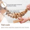 MenGate 2Pcs Boar Bristle Round Brush Set for Blow Drying, Natural Wooden Rat Tail Comb Hair Brush for Women Men and Kids Curling, Styling, Volume & Shine
