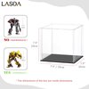 LASOA Acrylic Display Case for Collectibles, Alternative Glass Display Box with Black Base and Lid, Self-Assembly Clear Storage Showcase for Figurine Memorabilia (8x8x8inch;20x20x20cm)