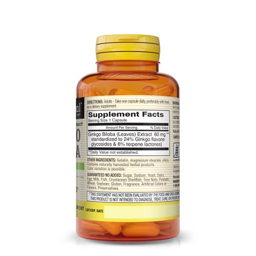 MASON NATURAL Ginkgo Biloba - Improve Mental Alertness, Supports Optimal Brain Function, Herbal Supplement, 60 Capsules