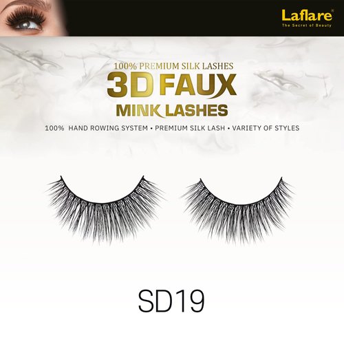 Laflare Silk Lashes 3D FAUX MINK Eyelashes, Light, Reusable, Handmade, Natural Looking, Professional Easy to Apply Eyelashes in a Knitted Style2-3 PACKS BUNDLE SPECIAL (3, SD19)