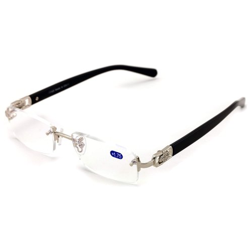 Men Rectangular Rimless Designer Fashion Reading Glasses/w Anti-reflective AR Coating (Silver, 2.50)