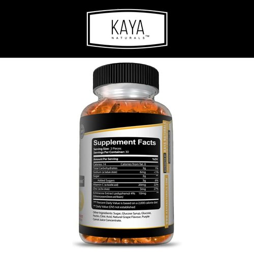 Kaya Naturals Immune Support Gummies, Zinc, Vitamin C, Echinacea, and Electrolytes, Immune Support Supplement, Caffeine Free, | Non-GMO | Gluten Free | Great Flavored Gummy Vitamin Supplement 60 Count