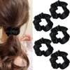 Satin Scrunchies Hair Tie for Women Hair Scrunchies for Women's Hair Ties No Damage Satin Hair Scrunchies for Girls Silk Hair Wrap for Sleeping Black Ponytail Holders 5Pcs