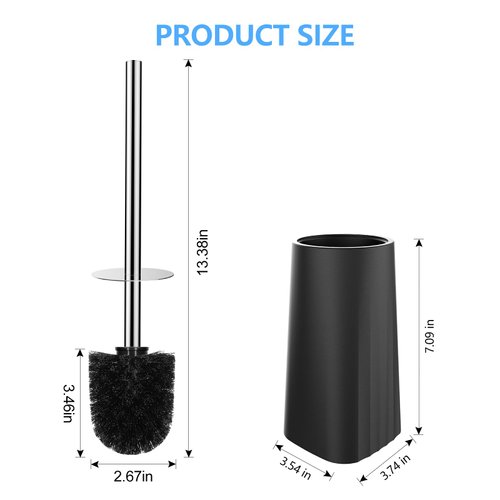 SetSail Toilet Brush, Toilet Bowl Brush and Holder Compact Size Toilet Brushes for Bathroom with 304 Stainless Steel Handle Toilet Cleaner Brush with Durable Scrubbing Bristles, Splash-Proof