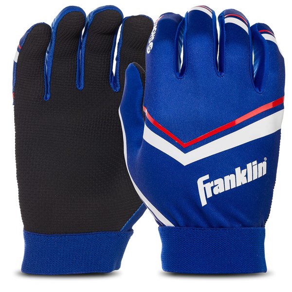 Franklin Sports Youth Football Receiver Gloves - Shoktak Youth Gloves - Kids Football Receiver Gloves - High Grip Football Gloves for Kids - Black/Royal - Youth Medium