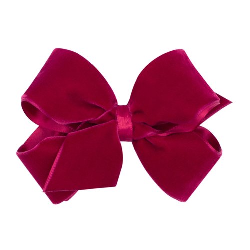 Wee Ones Girls' Classic Velvet Hair Bow on a WeeStay No-Slip Hair Clip, Satin Lining, For All Hair Types, Small, Cardinal