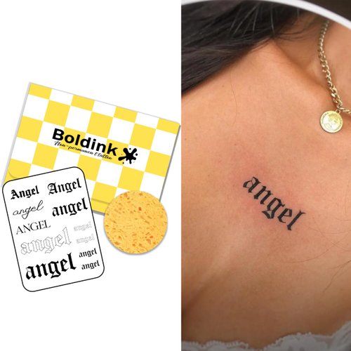 Boldink Semi-permanent tattoos, realistic fake tattoos, last 7-15 days, waterproof non-reflective temporary tattoo stickers, cruelty-free, uniquely designed exquisite packaging（Angel ）