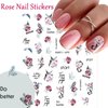 Baoximong 9 Sheets Flower Nail Art Stickers Decals 3D Self-Adhesive Nail Decals Spring Floral Nail Art Supplies Charming Daisy Leave Peony Nail Accessories for Women Nail Decorations Design