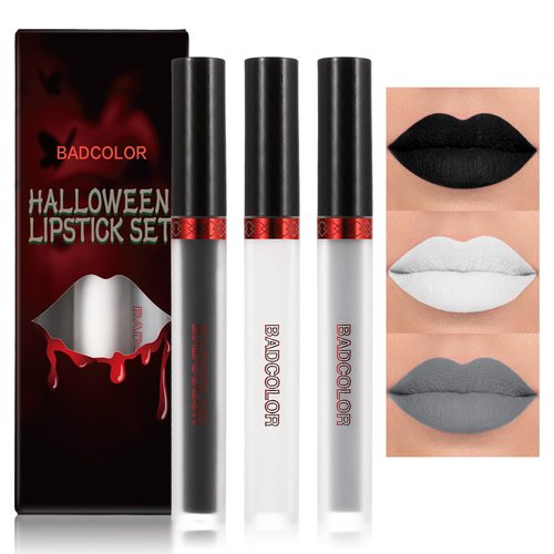 BADCOLOR 3 Colors Matte Liquid Lipstick Set, 24-Hour Smudge Proof Permanent Dark Lipstick Waterpr...