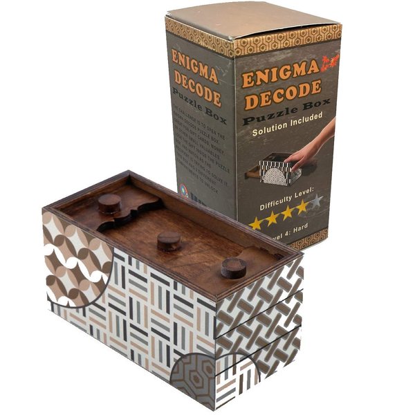 Enigma Decode Secret Puzzle Box - Money and Gift Card Holder in a Wood Magic Trick Lock with Two Hidden Compartments Brainteaser