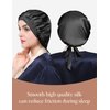 LILYSILK 100% Mulberry Silk Bonnet, 19 Momme Silk Night Sleep Cap Adjustable Hair Wrap for Sleeping, Black