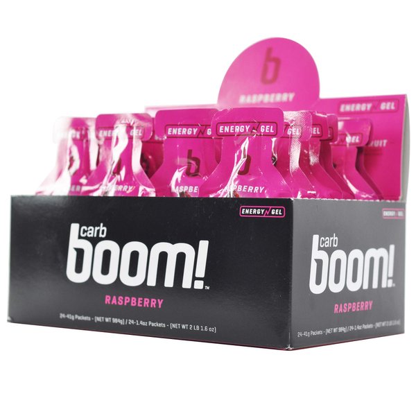 Boom Nutrition - Carb Boom Energy Gel - Fruit-Flavored Energy Gels - Workout Gel - Energy Gel for Cycling - Running Gel - Natural Energy Gel - Raspberry (24 Pack)