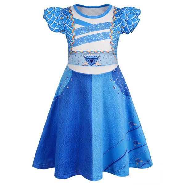 Sukyfecde Descendants Rise Red Costume Chole Dress Princess Dresses for Toddler Girls Halloween Costumes Birthday Party Role Play Outfits 7-8 Blue