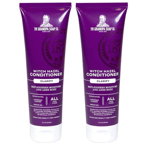 The Grandpa Soap Co. Witch Hazel Conditioner (Pack of 2) With Witch Hazel Water, Lavender Flower, Argan Oil, Shea Butter, Coconut Oil, Olive Fruit and Rosemary Leaf, 8 fl. oz. each