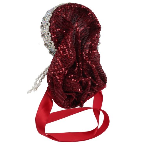 Zerodis Hijab for Women, Elegant Elastic Flexible Scarf Soft Silky Hot Rhinestones Bow Muslim Headband for Muslim Women(Red wine)