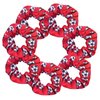7 Pcs Shiny Soccer Hair Scrunchies Cheer Soccer Uniforms Scrunchie School Performance/Sports/Practice/Party/Gymnastics Scrunchie Ponytail Holder Wrist for Girls Cosplay Show (Red)