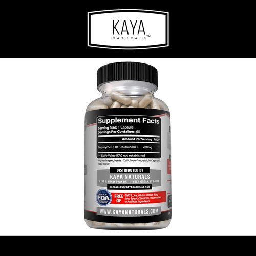 Kaya Naturals - CoQ10 Power Antioxidant Supplement for Vascular, Heart Health, Healthy Blood Pressure Levels, and Immune Function - Restores Daily Cellular and Energy Production - 60 Veggie Capsules