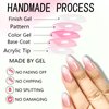 Almond Press on Nails, Almond Shaped Press On Nails, Nail Press ons Short Fake Nails Pink Ombre False Nails with Glitter Glue On Nails Short Design Artificial Nails Stick on Nails for Women 24Pcs