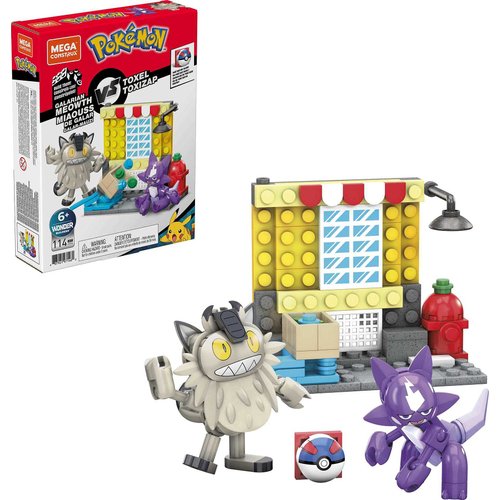 Mega Pokémon Action Figures Building Toy Collectible Toxel vs. Galarian Meowth with Great Ball
