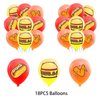 Fast Food Party Decorations French Fries Pizza Hamburger Fried Chicken Hot Dog Party Supplies Includes Birthday Banner Cake Cupcake Toppers Spirals Balloons for Fast Food Birthday Decorations