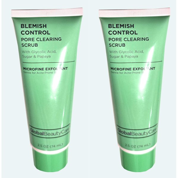 Global Beauty Care Blemish Control Pore Clearing with Glycolic Acid Scrub Sugar & Papaya 2.5fl oz 74ml (Set of 2)