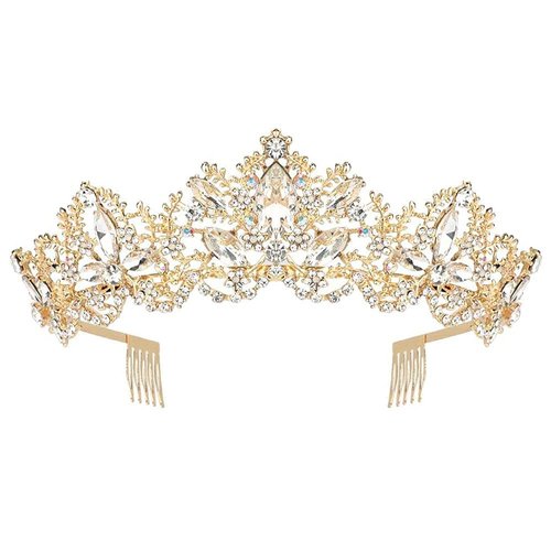 Didder Bridal Tiara Gold Tiaras for Women, Crystal Tiaras and Crowns for Women Princess Tiaras for Girls Birthday Crown for Prom Wedding Party Halloween Costume Hair Accessories Christmas Gift