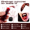 Halloween Fake Blood Washable + Fake Teeth Vampire Teeth + Black and White Face Painting Kit, Drip Liquid Blood for Clothes, Zombie, Vampire Monster SFX Makeup Face Body Paint