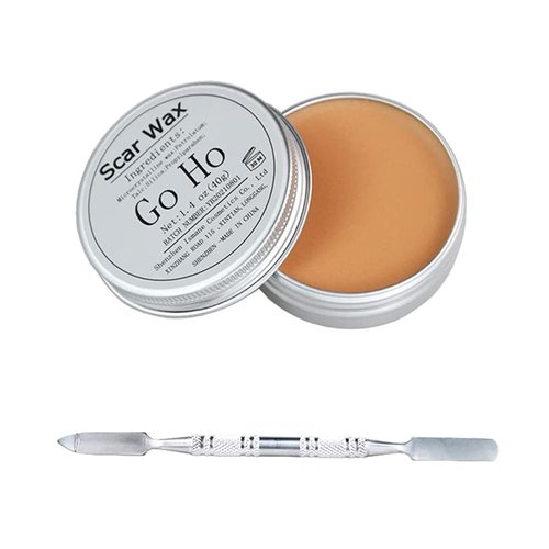 Go Ho Nose and Scar Wax(1.4 oz),Fake Molding Wound Skin Wax,Body Paint Fake Nose Stage Zombie Cosplay Costume SFX Makeup with Spatula,Makeup Special Effects For Halloween Festival & Party
