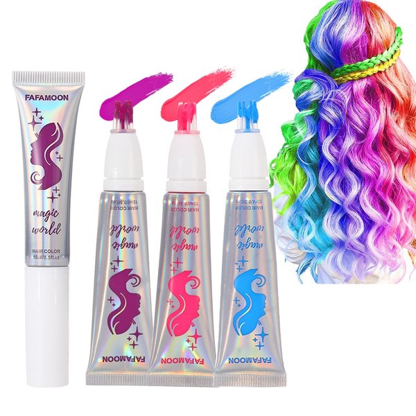 YIBABY 3 Colors Magical Semi Permanent Hair Dye, Glow in the Dark UV Neon Hair Gel Set, Light Washable Hair Color Comb Hair Makeup for Concert, Party, Halloween, Christmas (Blue+Pink+Purple, 3 PCS)