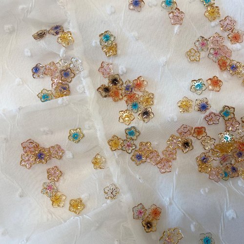QZRUO 60 Pcs Flower Nail Charms 3D Flower Nail Decals with Gold Edges, Flatback Flower Bead Cabochons, Mixed Colorful Flower Charms - Spring Nail Art Supplies for Women, Girls, Manicure Decorations