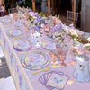 81 Pieces Butterfly Birthday Decorations - Purple Butterfly Party Decorations Butterfly Plates, Napkins and Flower Butterfly Tablecloth for Fairy Butterfly Birthday Party Supplies, Serve 20