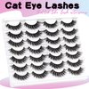 Losha Lashes 14 Pairs Fluffy False Lashes Soft Handmade Fake Eyelashes Vegan Cat Eye Lashes that Like Lash Extensions (P01)