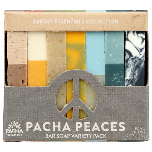 Pacha Peaces Earth Essentials Variety Pack, | Premium, Handcrafted, Hydrating | Natural Face Wash, Hand Cleanser, Body Wash | Soothing Essential Oils, 7 Ounce