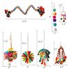 Lyellfe 7 Pieces Bird Chewing Toys, Bird Toys for Parakeets, Colorful Wood Parrot Foraging Shredder Toy Swing Hanging for Cockatiels, Budgerigar, Conures, Finches