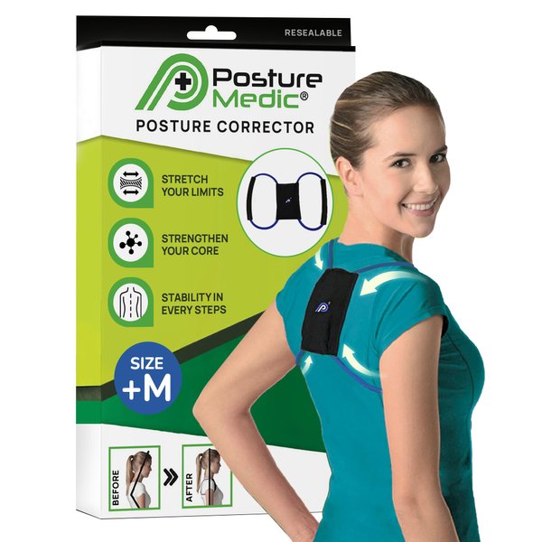 PRIMEKINETIX PostureMedic Dynamic Posture Brace for Neck, Upper,and Lower Back Support -For Enhanced Shoulder Alignment &Posture Improvement -M(Blue)