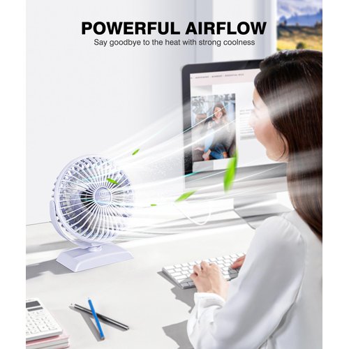 JZCreater Desk Fan, USB Fan for Desk, Strong Airflow, 360° Rotation Desktop Cooling Personal Fan, 3 Speed, Quiet Mini Fan, USB Powered, Protable Small Fan for Home Office Bedroom Car Travel,Purple