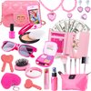 Makeup Toy Kit Kids Pretend Play Makeup Set Cosmetic Bag Wallet Simulated Lipstick Powder Toy for Girl Kid Birthday Gift Makeup Party Supplies