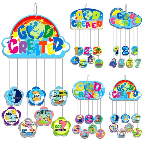 Liliful Bible Crafts for Kids - 24pcs 7 Days of Creation Art Craft Kit - Religious DIY Crafts for Sunday School, Toddler, Preschooler Fun Activities - Safe and Quality Paper Material