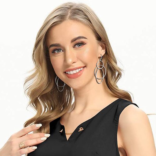 Women's Fashion Hoop Earrings,Silver Plated Drop & Dangle Earrings for Women, Serial Circle Aesthetic Earrings Jewelry for Women Girls