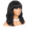 Lady Hanne Human Hair Wigs Natural Wave Human Hair Wig with Bangs for Black Women 14 inches None Lace Front Wear and Go Glueless Human Hair Wig