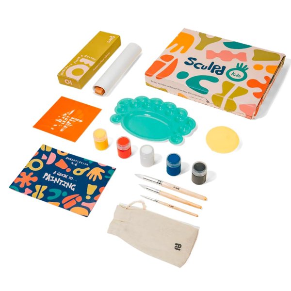 Sculpd Kids Painting Kit, Paint Craft Set for Kids Age 4 to 6, Includes 10 Colour Paint Set, 4 Paint Pens, 2 Canvases, Easels, Magnetic Picture Frame, Additional Art Supplies and Free Guidebook