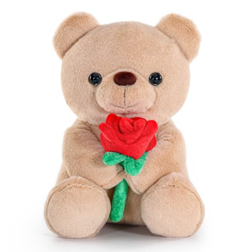 Valentines Day Gifts for Kids, Teddy Bear Valentines Day Stuffed Animal with Rose, 9″Soft Stuffed Bear Plush Toy, Birthday Valentines Day Gifts for Her Him Girlfriend Boyfriend Friend (Coffee)