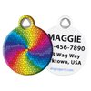 Dog Tag Art Vintage Retro Rainbow Custom Pet ID Tag for Dogs and Cats, Personalized Dog Tag with Customized Identification Information, Stained Glass Rainbow, Small (7/8" Diameter)