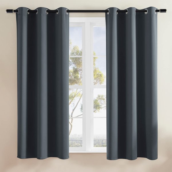 Rutterllow Blackout Curtains for Bedroom, Thermal Insulated Room Darkening Curtains 2 Panels for Living Room, Grommet Top (42x63 Inch, Dark Grey)